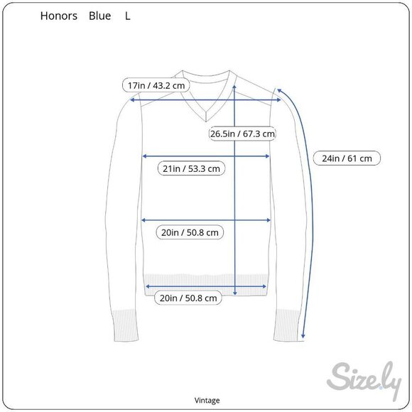 Honors Vintage Mens Striped V-Neck Blue Mens Long Sleeve Knit Grandpa Sweater L - Picture 8 of 9